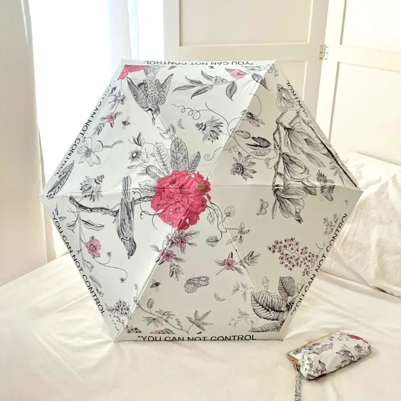 Sombrinha Mini Bolsa Floral - Estilo.E, Sombrinha, Sombrinha com Proteção Solar, Sombrinha Mini, Mini Guarda Chuva, Sombrinha Pequena, Guarda Chuva de Bolsa, Sombrinha de Chuva