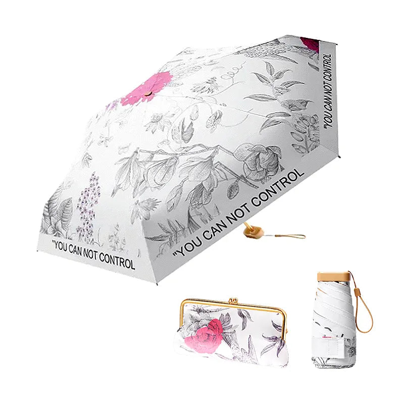 Sombrinha Mini Bolsa Floral Branco - Estilo.E, Sombrinha, Sombrinha com Proteção Solar, Sombrinha Mini, Mini Guarda Chuva, Sombrinha Pequena, Guarda Chuva de Bolsa, Sombrinha de Chuva