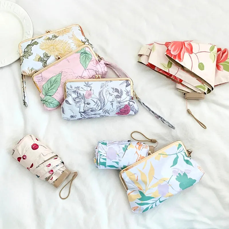 Sombrinha Mini Bolsa Floral - Estilo.E, Sombrinha, Sombrinha com Proteção Solar, Sombrinha Mini, Mini Guarda Chuva, Sombrinha Pequena, Guarda Chuva de Bolsa, Sombrinha de Chuva