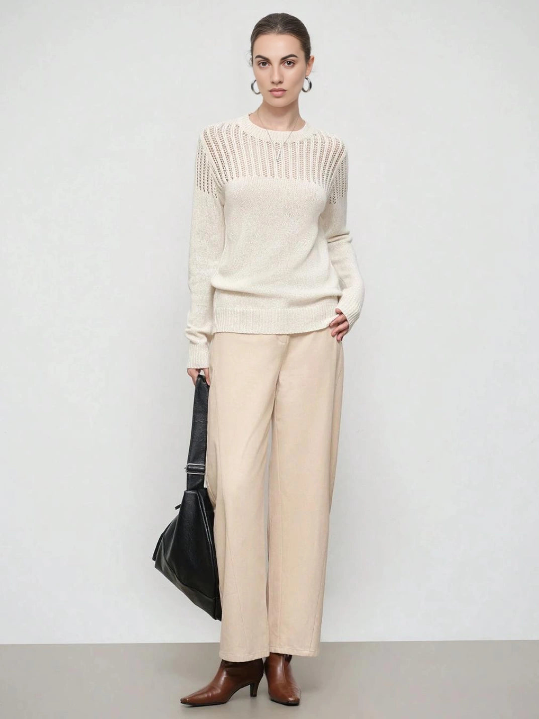 Suéter Feminino Tricot Ombro Ponto Vazado - EstiloE, Suéter Feminino, Suéter Tricot, Tricô Feminino, Suéter Elegante, Suéter de Lã, Suéter Clássico de Lã, Moda Feminina, Blusão Feminino, Blusa de Tricot