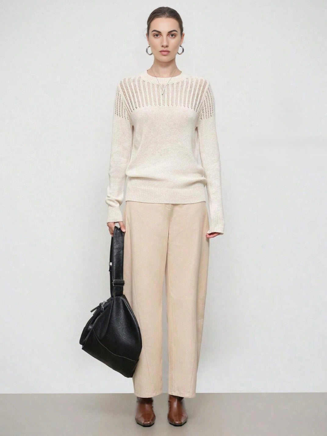 Suéter Feminino Tricot Ombro Ponto Vazado - EstiloE, Suéter Feminino, Suéter Tricot, Tricô Feminino, Suéter Elegante, Suéter de Lã, Suéter Clássico de Lã, Moda Feminina, Blusão Feminino, Blusa de Tricot