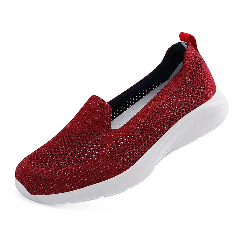 Tênis Feminino Casual Bicolor  Vermelho/Chumbo - Estilo.e