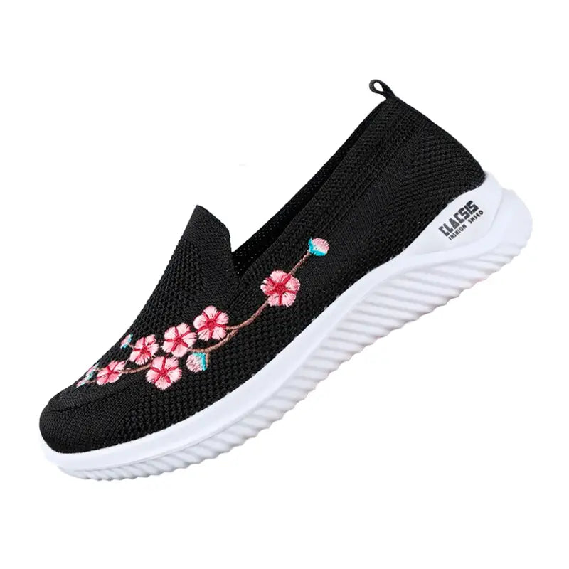 Tênis Feminino Casual Floral Preto - Estilo.E