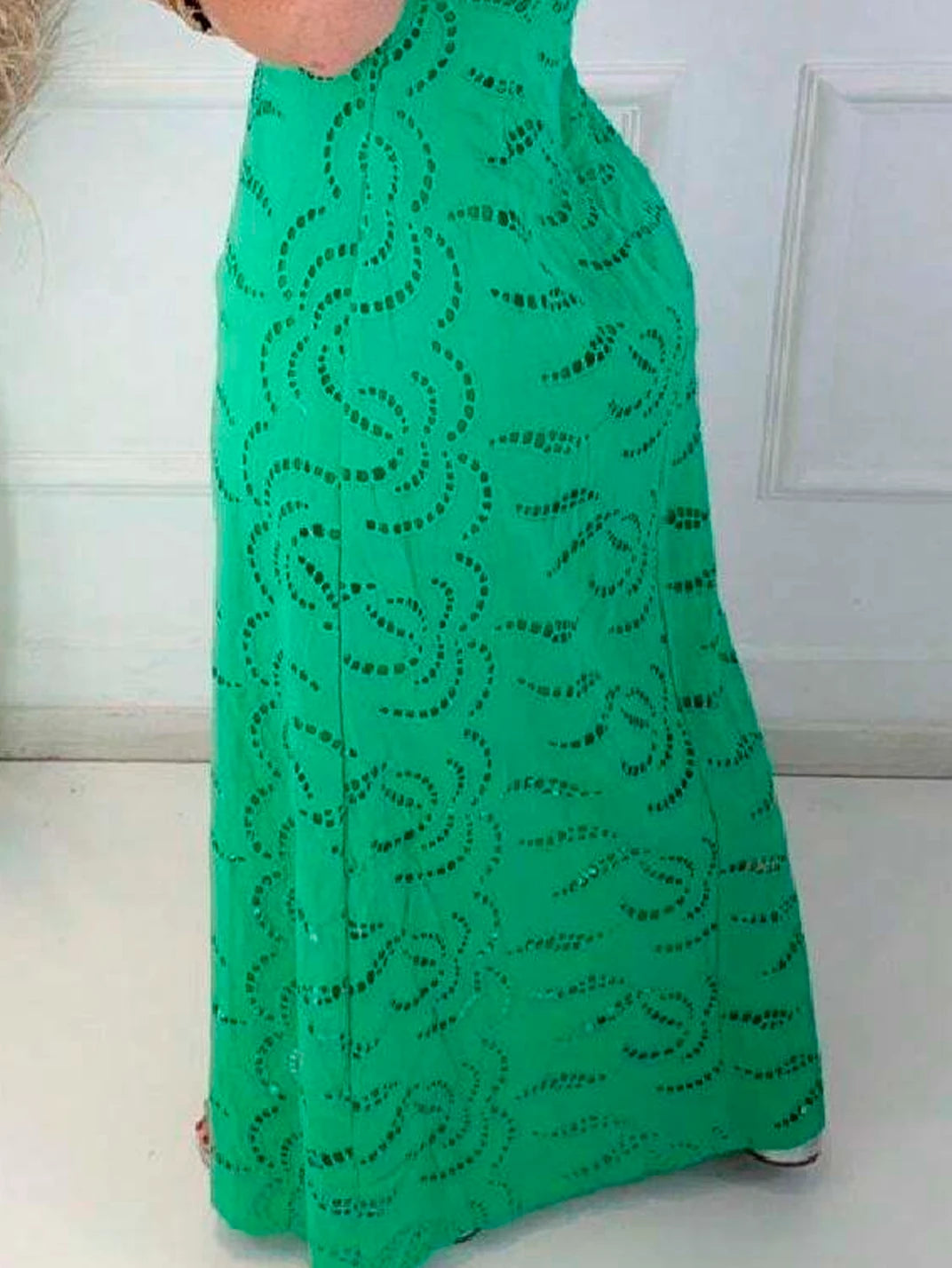 Vestido Longo Laise Ombro a Ombro Verde - EstiloE, Vestido Ombro a Ombro, Vestido Longo, Vestido Laise, Vestido Feminino, Vestido Casual, Vestido Boho