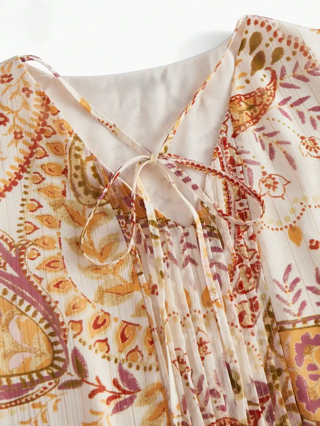 Vestido Maxi Manga Longa Paisley - EstiloE, Vestido Manga Longa, Vestido Longo, Vestido Manga Longa com Renda, Vestido Boho, Vestido Casual, Vestido Chiffon, Vestido Estampa Paislay, Vestido Boho Chic, Vestido Maxi